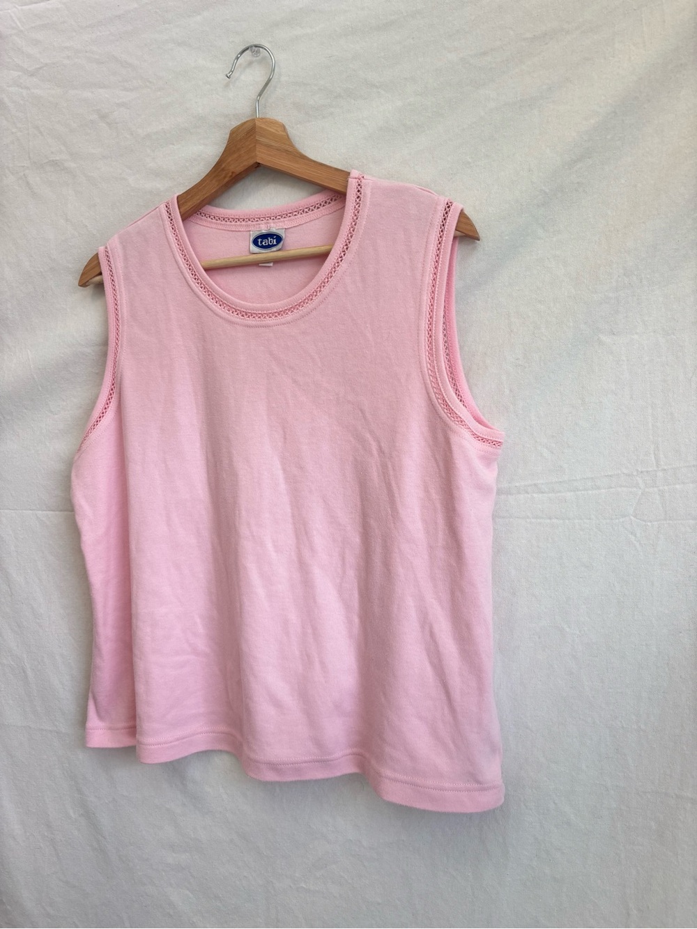 Tabi Pastel Pink Crochet-Trim Sleeveless Tank - Picture 1 of 3